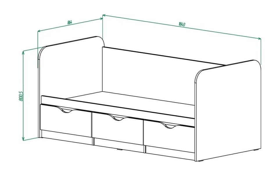 ЮНИОР  1 Кровать без бортика(80 х 180)