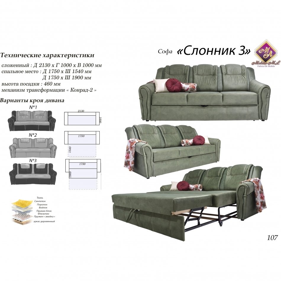 Canapea "ELEFANT" 3 arcuri bl Bonel K-1