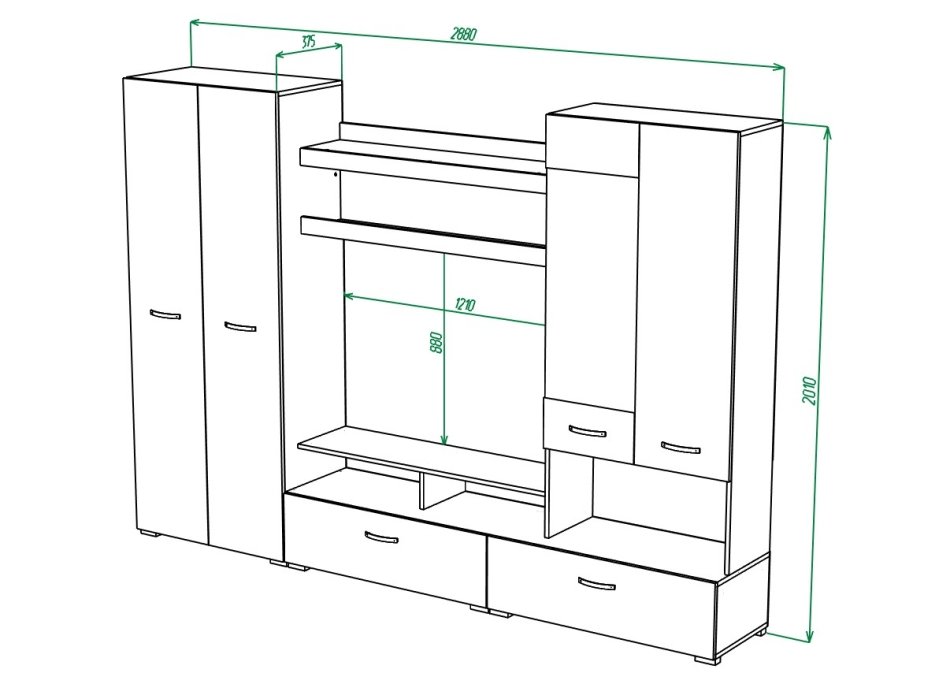 Гостиная МЛ-1 Вар.1 2800