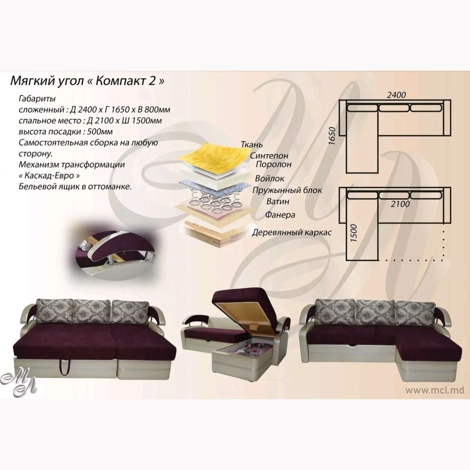 Мягкий угол ''КОМПАКТ" 2 К-1 Бонель снято