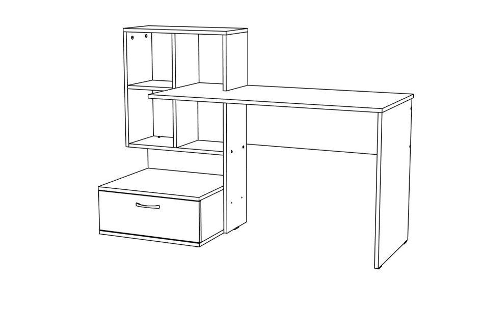 Стол письменный МЛ-10 (правый), Собран