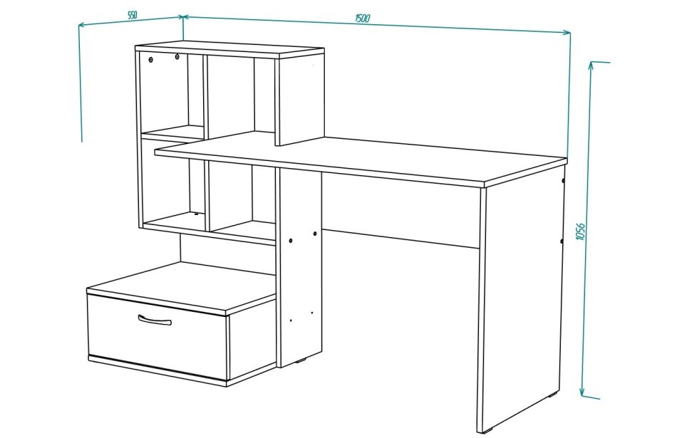 Стол письменный МЛ-10 (правый), Собран