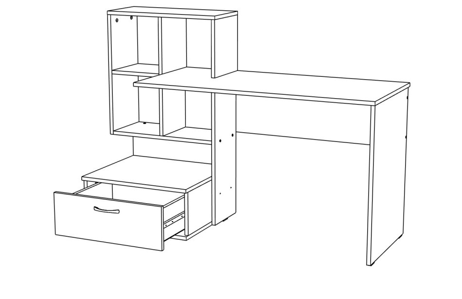 Стол письменный МЛ-10 (правый), Собран