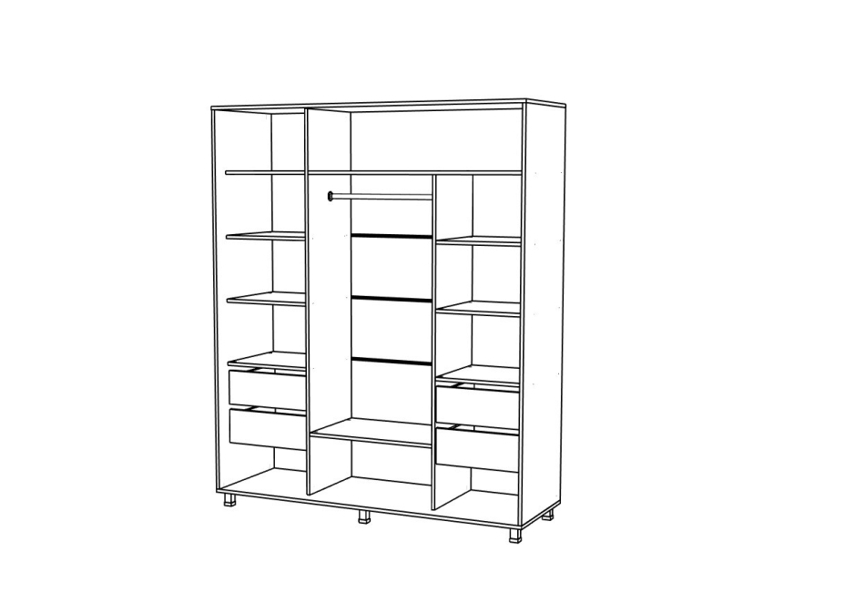 Шкаф купе МЛ -4 + F1+F2+F1 (2400*2200*600)