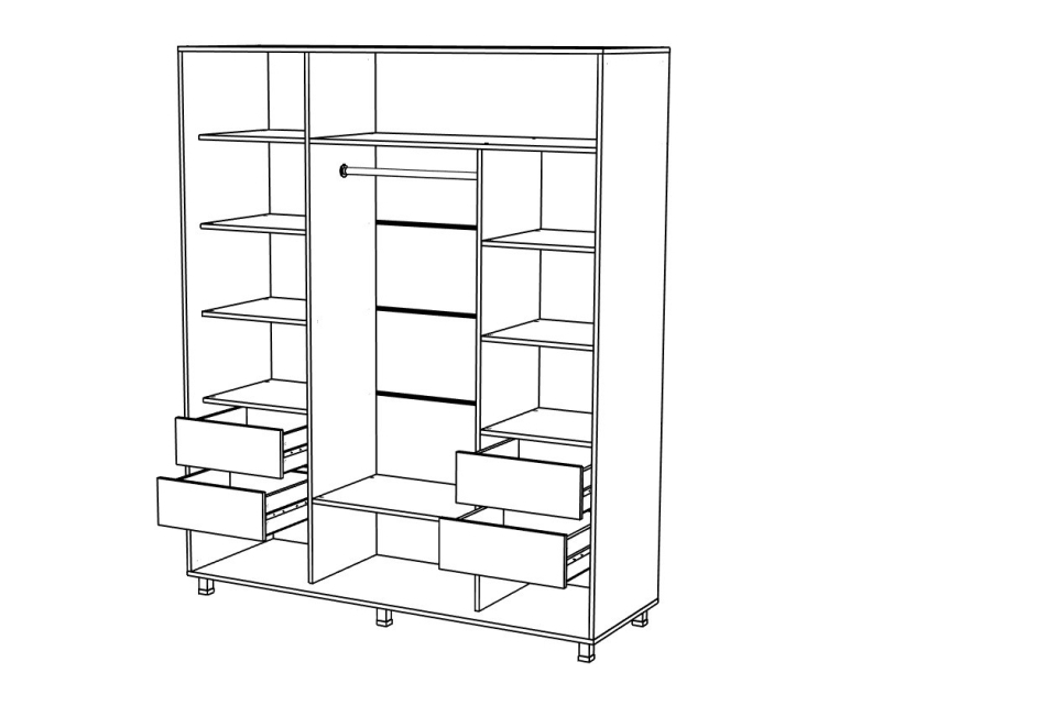 Шкаф купе МЛ -4 + F1+F2+F1 (2400*2200*600)