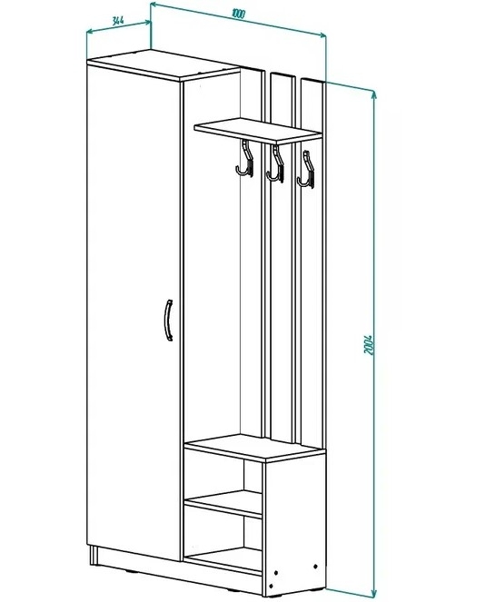 Прихожая МЛ - 9 левая (без зеркала)