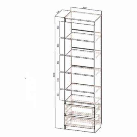 Бриз 1  Пенал открытый 2 ящ.