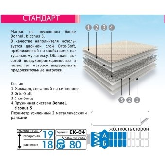 Матрас СТАНДАРТ 100х200 Матрас СТАНДАРТ 100х200