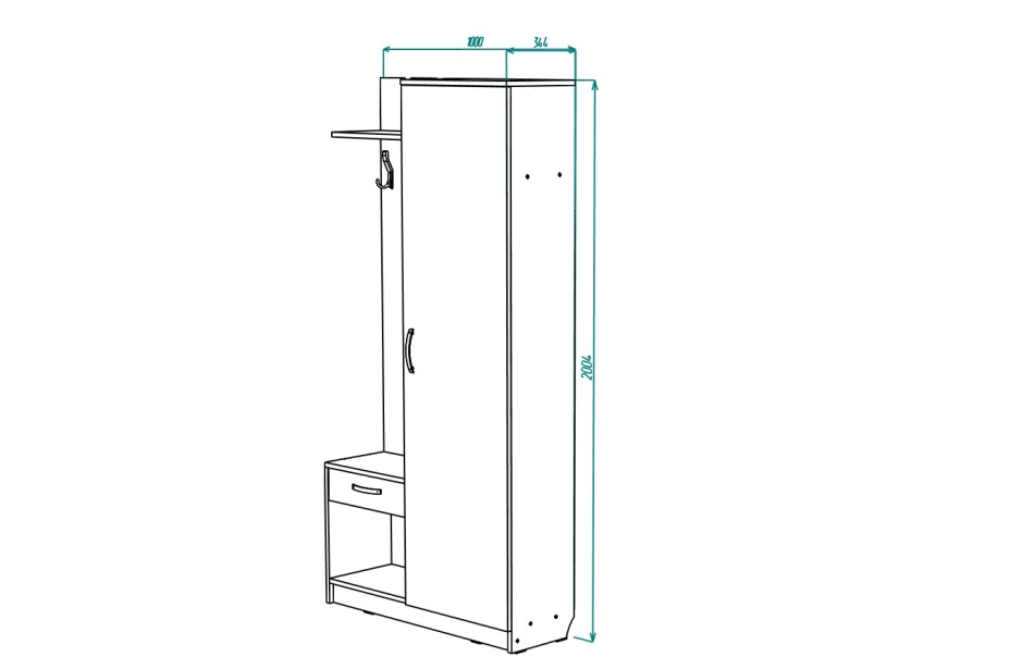 Прихожая МЛ - 8 правая (без зеркала)