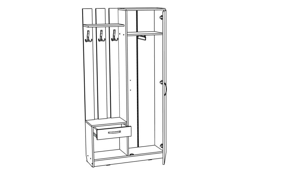 Прихожая МЛ - 8 правая (без зеркала)