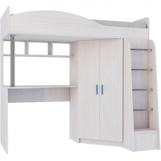 КАПРИЗ  2 Кровать -чердак с угловым шкафом  (0,80х1,80) с осн.