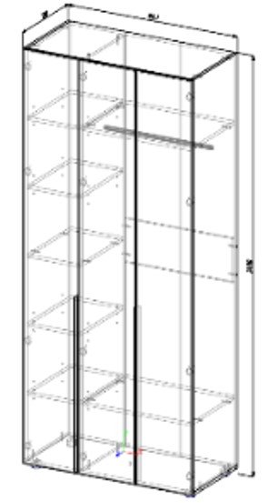 ЛИРА Шкаф для одежды 3Д (1050)