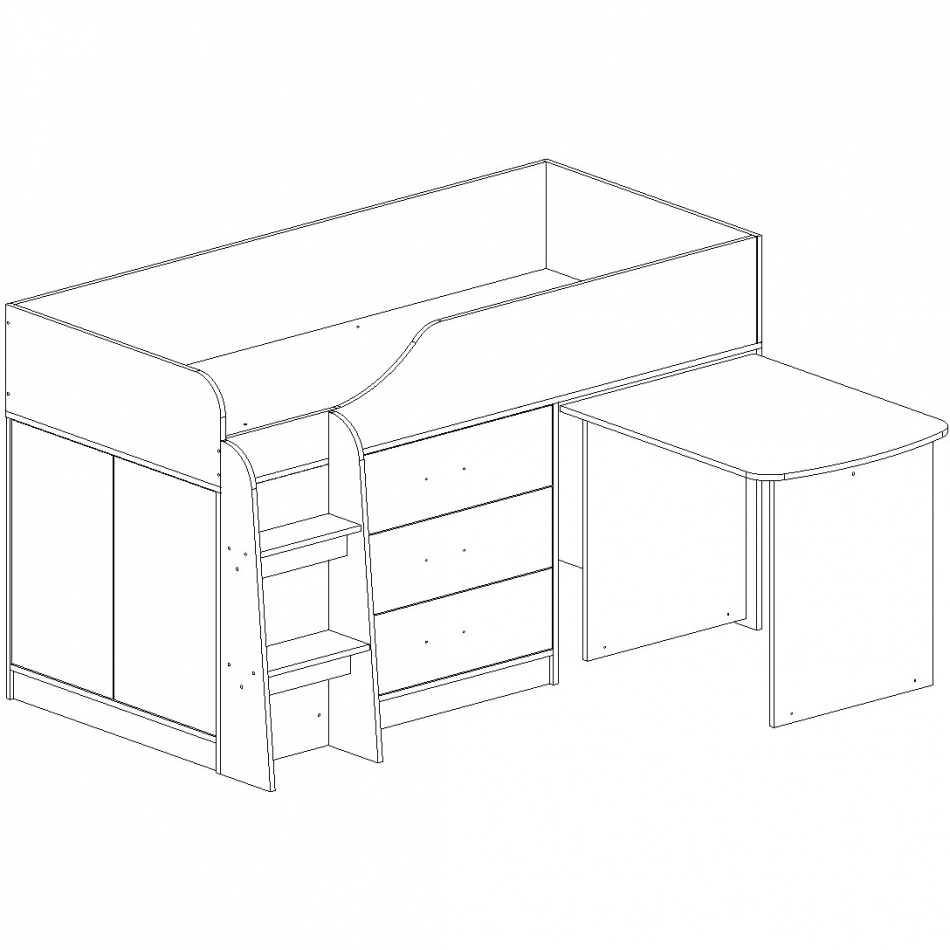 КАПРИЗ  6 Кровать - чердак (мини) с выкатным столом (0,80х1,80) с осн.