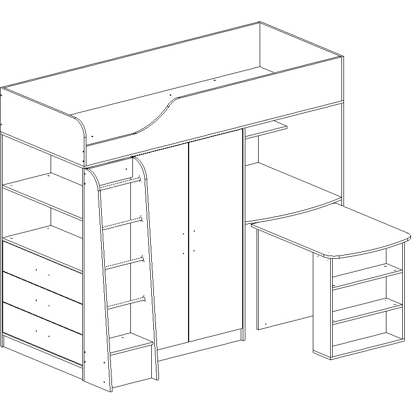 КАПРИЗ  8  Кровать - чердак с выкатным столом  (0,80х2,0) с осн.