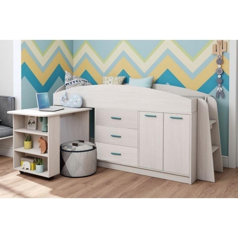 КАПРИЗ 12  Кровать - чердак с выкатным столом  (0,80х1,9) с осн.