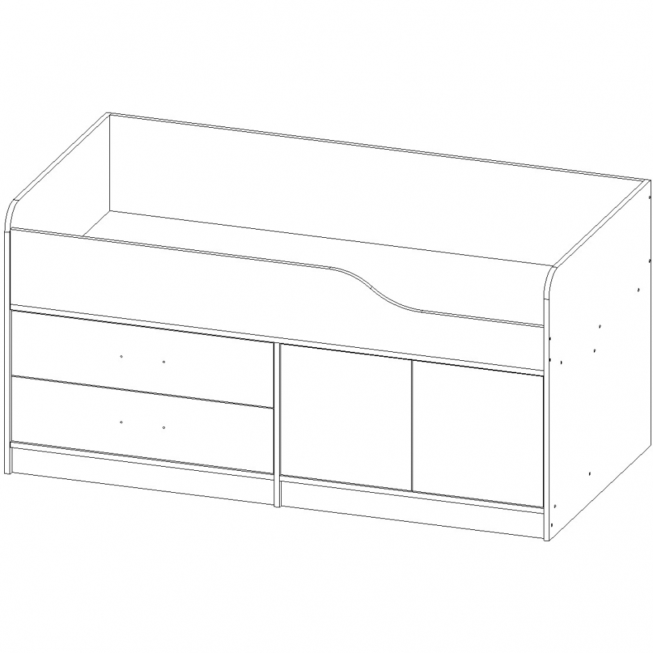 КАПРИЗ 16  Кровать с комодом и шкафом  (0,80х1,6) с осн.