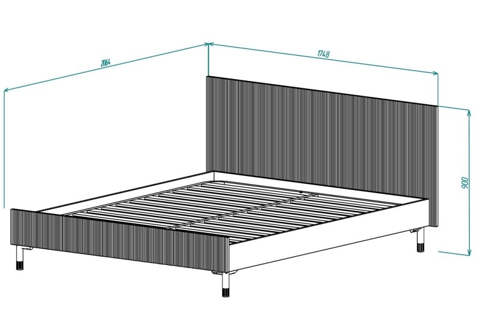 Вельвет №14 Кровать 1600 (без основание), Собран