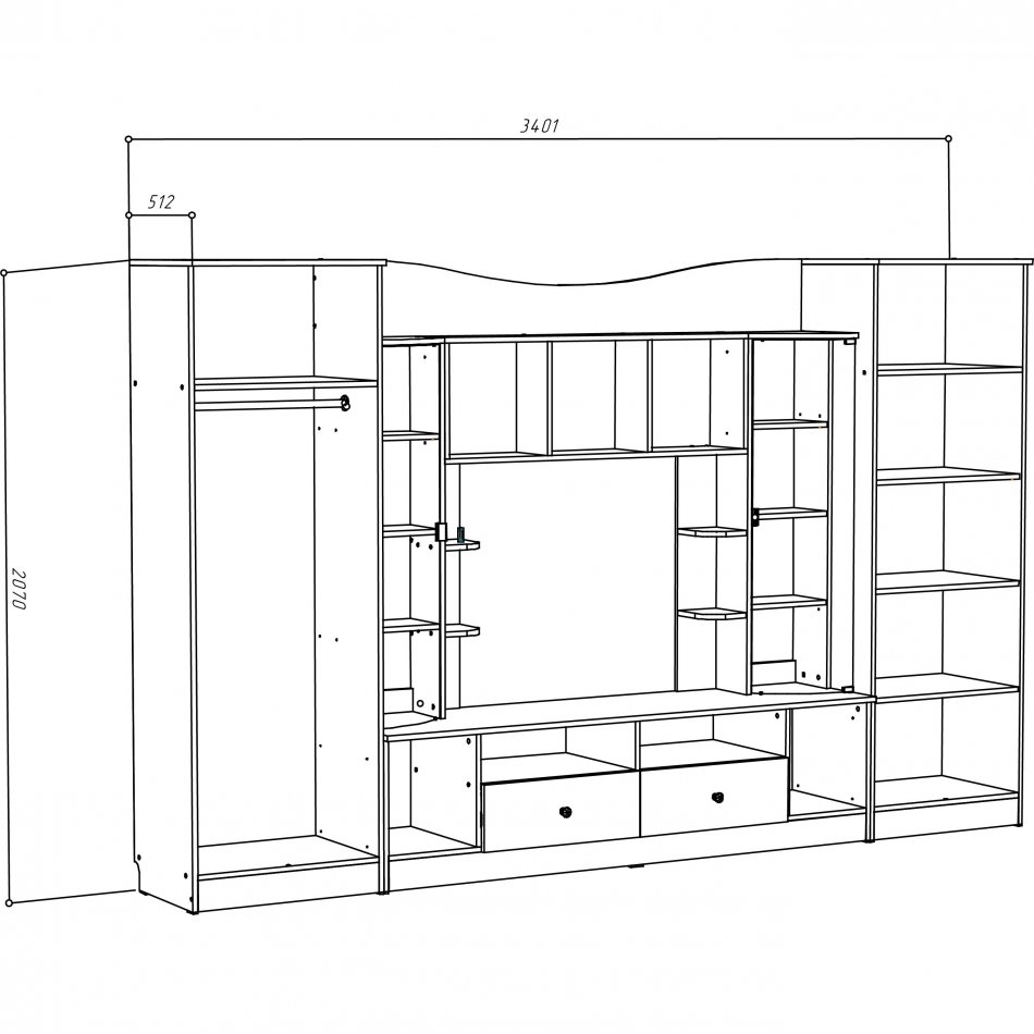 Гостиная МЛ - 7 без рисунка (3400)(Снято))