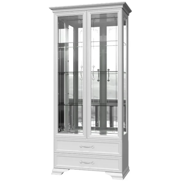 ГРАЦИЯ (ЛАК) шкаф с витриной 2дв 4 стекла с поками .(ГОСТИНАЯ)