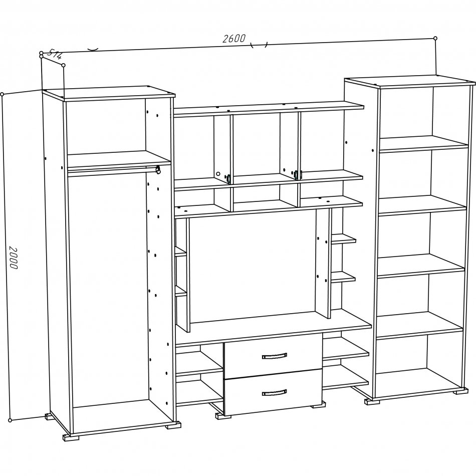 Гостиная МЛ - 9 (2600) Гостиная МЛ - 9 (2600)