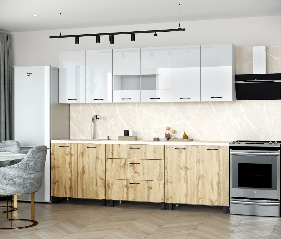 Кухня Омега - 6 (2,40м) (без столешницы) Кухня Омега - 6 (2,40м) (без столешницы)