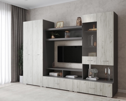 Гостиная МЛ-1 Вар.1(Мод. сист. №-1 центр. сек.)2800, Собран Гостиная МЛ-1 Вар.1(Мод. сист. №-1 центр. сек.)2800, Собран