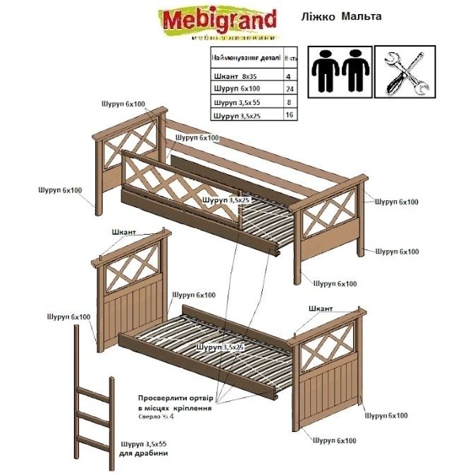 МАЛЬТА 90 х 200 (2х ярус) (Мебигр)