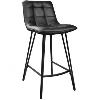 Scaun Bar LAUS~Piele Black+Black Leg