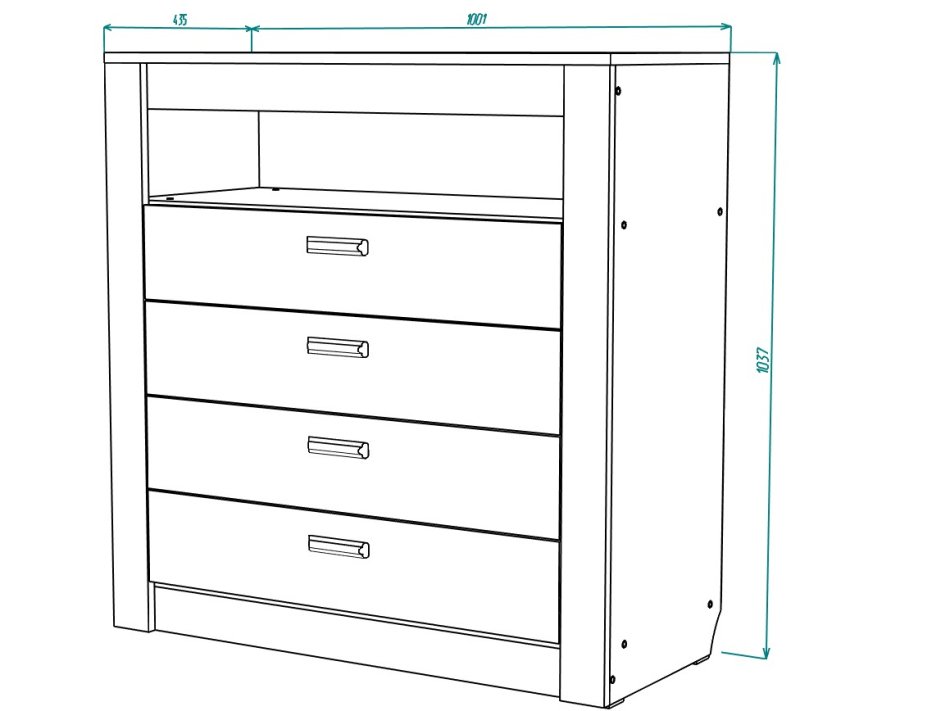 Гамма №15 комод 4 ящика 1000 МЛ, Собран