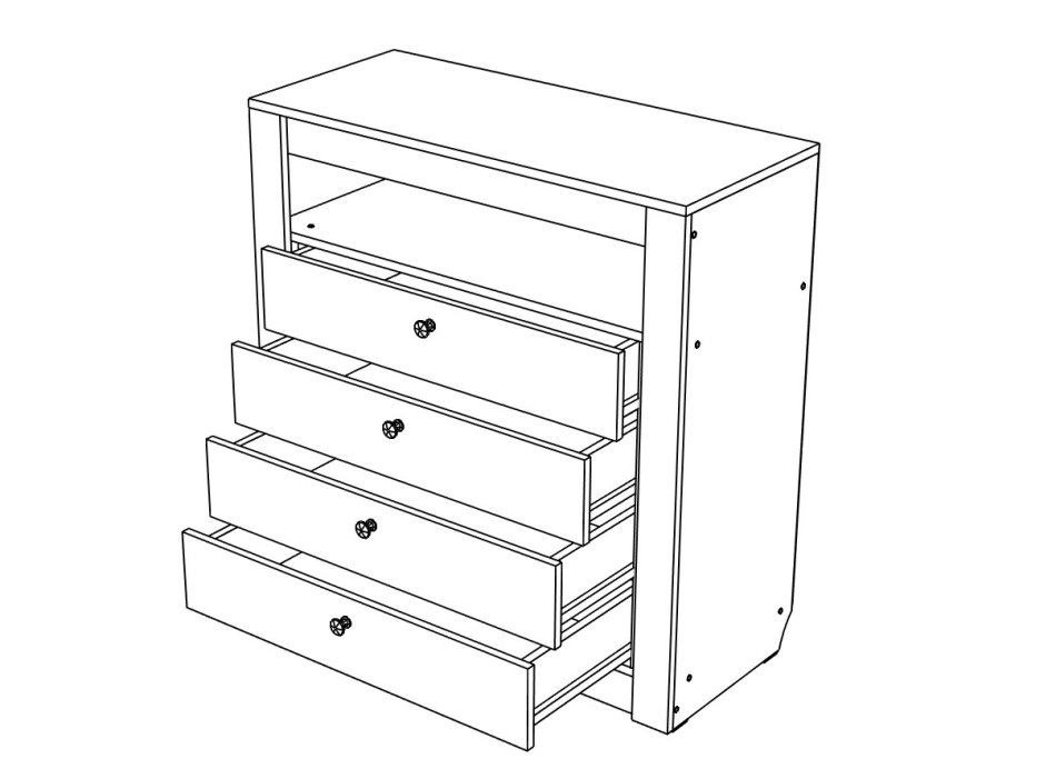 Гамма №15 комод 4 ящика 1000 МЛ, Собран