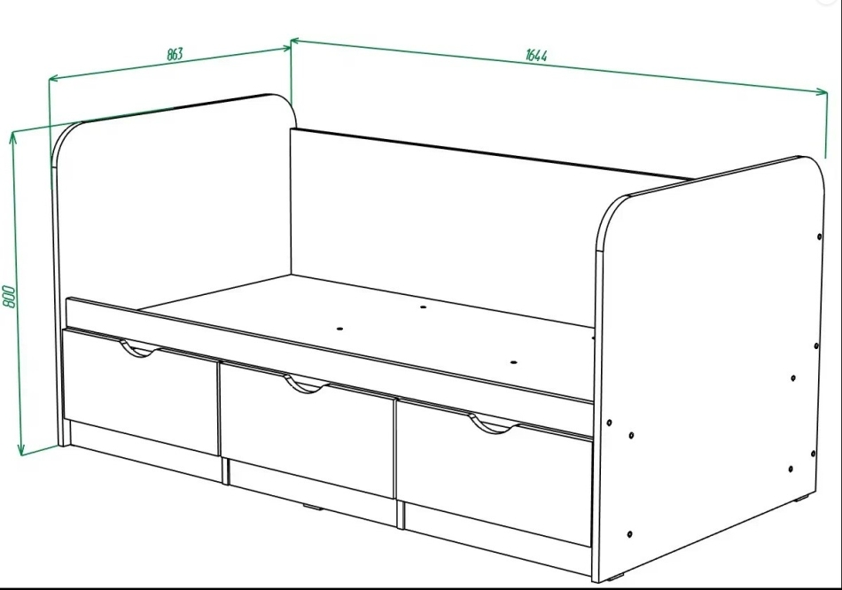 ЮНИОР  1 Кровать без бортика(80 х 160)