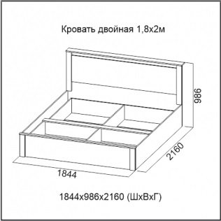 ГАММА 20 Кровать двойная 1,8х2,0 без осн.