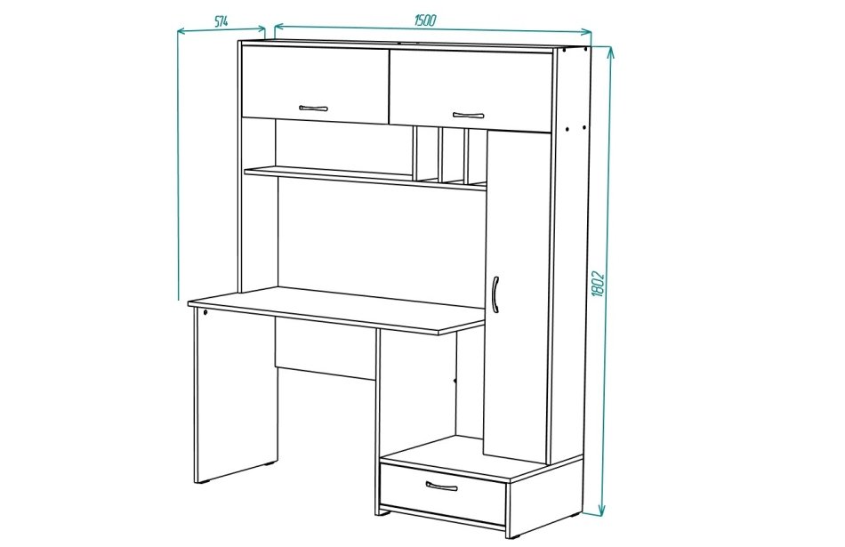 Стол письменный МЛ- 1 Правый, Собран