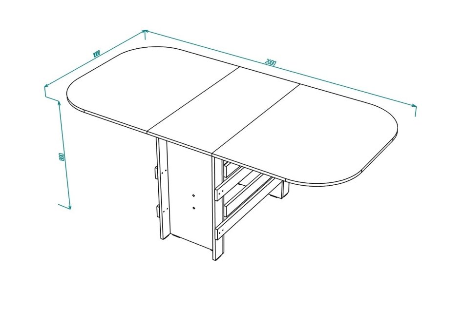 Стол тумба овал (1000х2000)