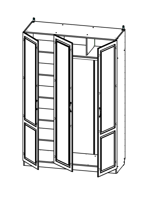 Ливерпуль № 15 Шкаф комбинированный (с зеркалом) 3д, Собран