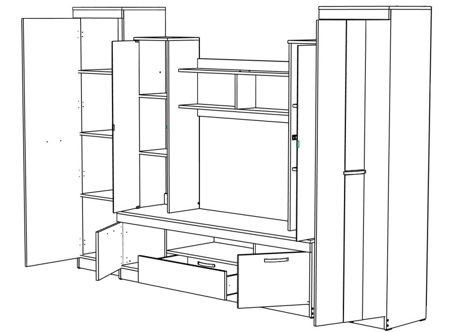 Гостиная МЛ - 6 Вар 1(2900) без рисунка, Собран