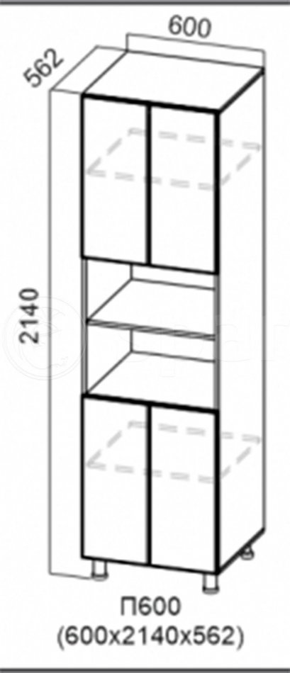 КОРПУС Пенал 600х2140 4двери, Собран