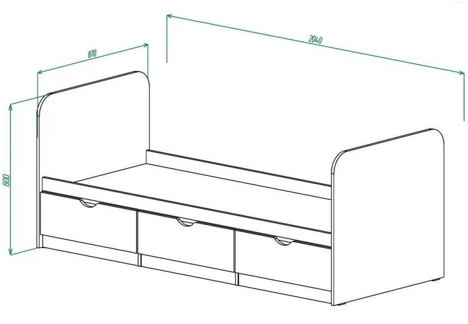 ЮНИОР  2 Кровать (80 х 200)
