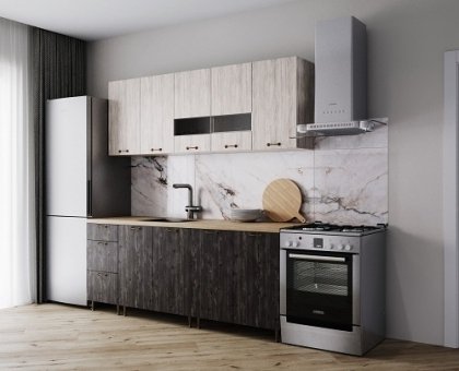 Кухня  Омега - 2 (2,0м) (без столешницы), Собран