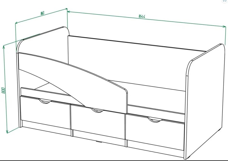 ЮНИОР  1 Кровать (80 х 160) с бортиком