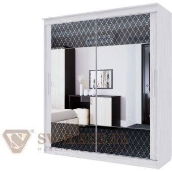 Dulap glisant nr. 19 (2,0 m) MIRROR Classic Black