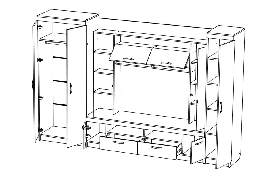 Гостиная МЛ - 2 без рисунка(3100), Собран