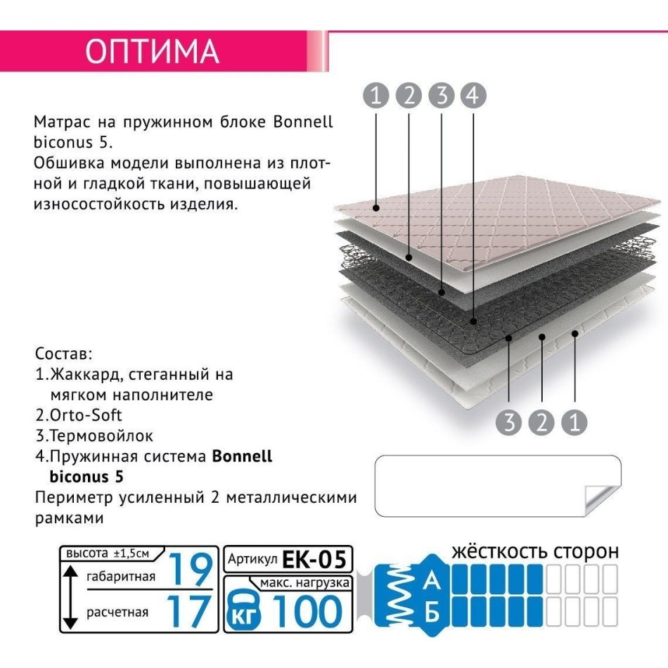 Матрас ОПТИМА 120х186 Матрас ОПТИМА 120х186