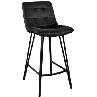 Scaun Bar LAUS~Catifea Black+Black Leg
