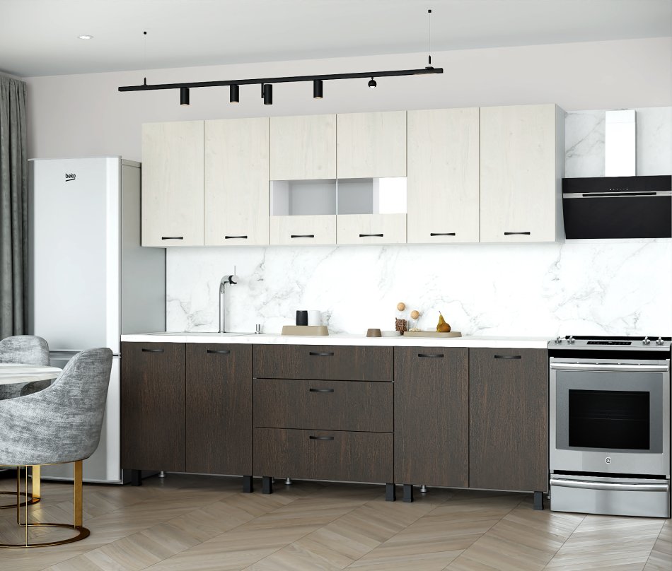 Кухня  Омега - 6 (2,40м) (без столешницы), Собран