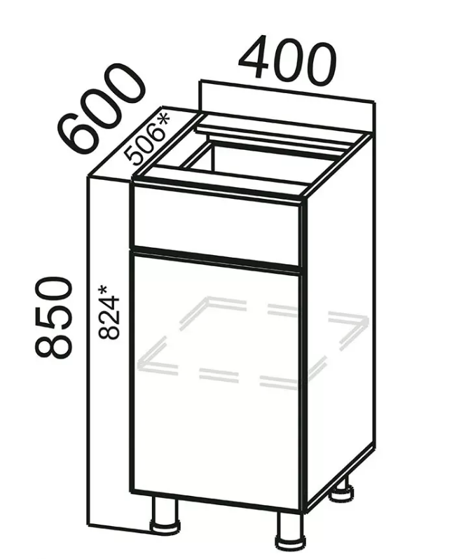 КОРПУС Стол 400 1я1дв, Собран КОРПУС Стол 400 1я1дв, Собран