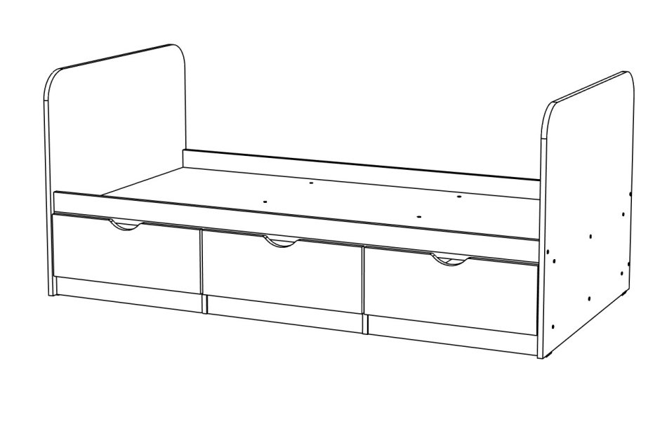 ЮНИОР 2 Кровать (90 х 200), Собран ЮНИОР 2 Кровать (90 х 200), Собран