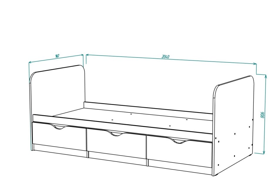 ЮНИОР 2 Кровать (90 х 200), Собран ЮНИОР 2 Кровать (90 х 200), Собран