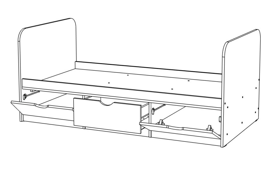 ЮНИОР 2 Кровать (90 х 200), Собран ЮНИОР 2 Кровать (90 х 200), Собран