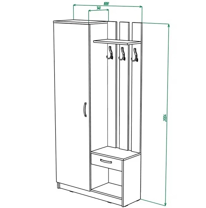 ПРИХОЖАЯ МЛ -8 с зерколом левая НАБОР